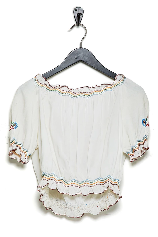 1930s White Embroidered Peasant Blouse, , large image number 4