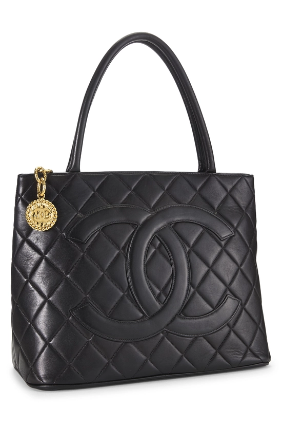 Black Quilted Lambskin Medallion Tote, , large image number 1