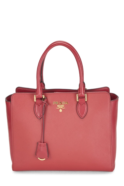 Prada Red Saffiano Convertible Handbag