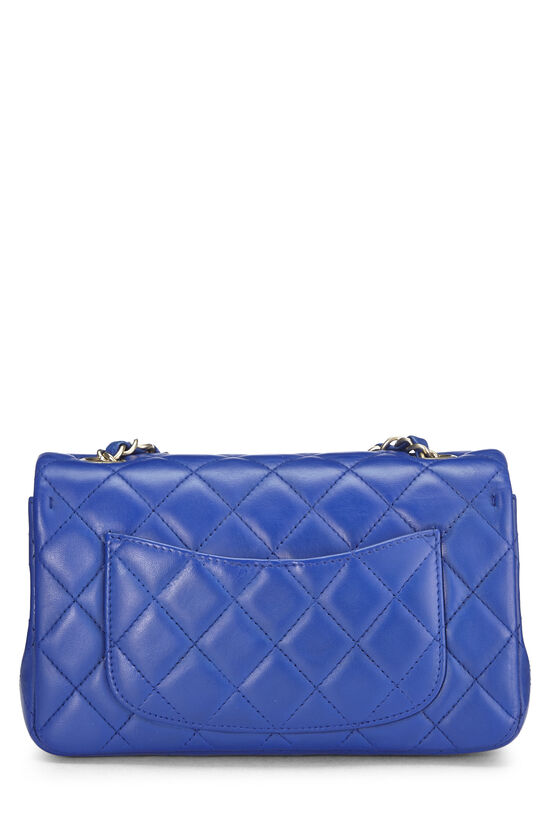 Blue Quilted Lambskin Rectangular Flap Mini, , large image number 3