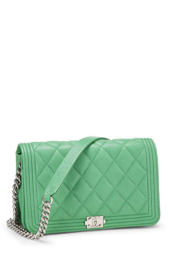 CHANEL Caviar Quilted Wallet On Chain WOC Dark Green 170084