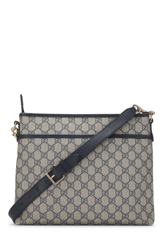 Navy GG Canvas Zip Flat Messenger, , large image number 3
