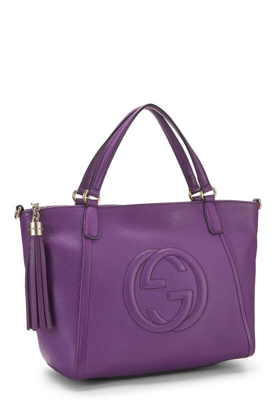 Purple Grained Leather Soho Top Handle Tote, , large image number 1