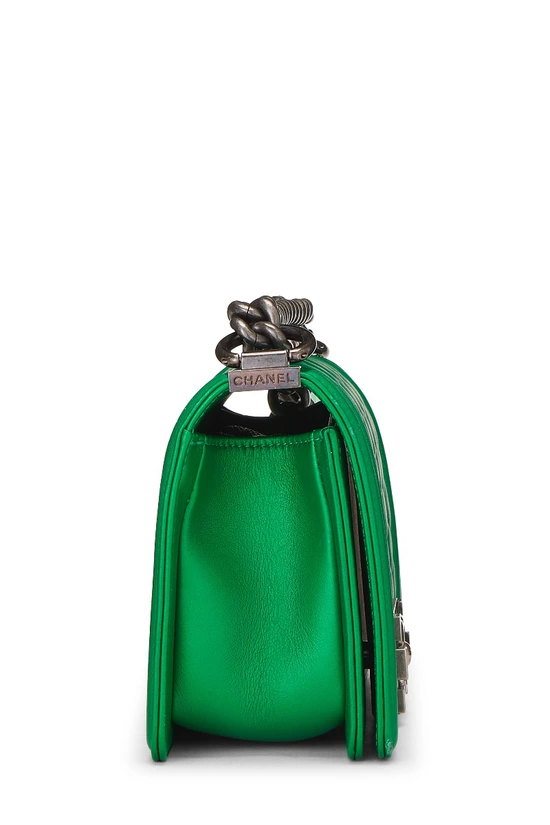 Metallic Green Quilted Leather Boy Small, , large image number 2