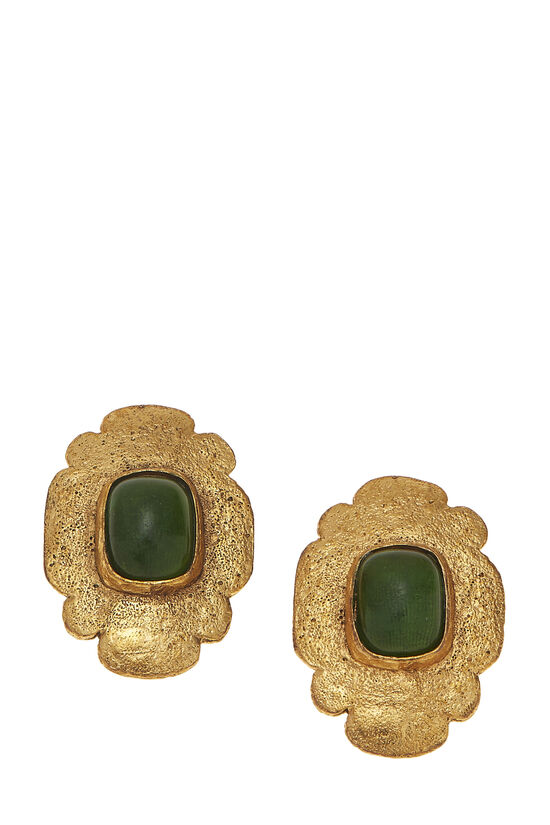 Gold & Green Gripoix Earrings, , large image number 0