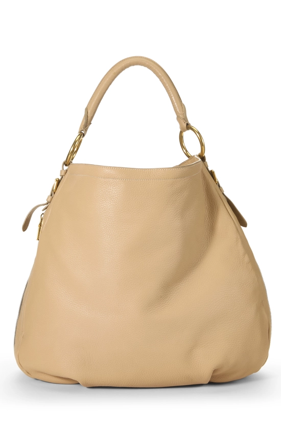 Beige Vitello Daino Side Zip Hobo, , large image number 3