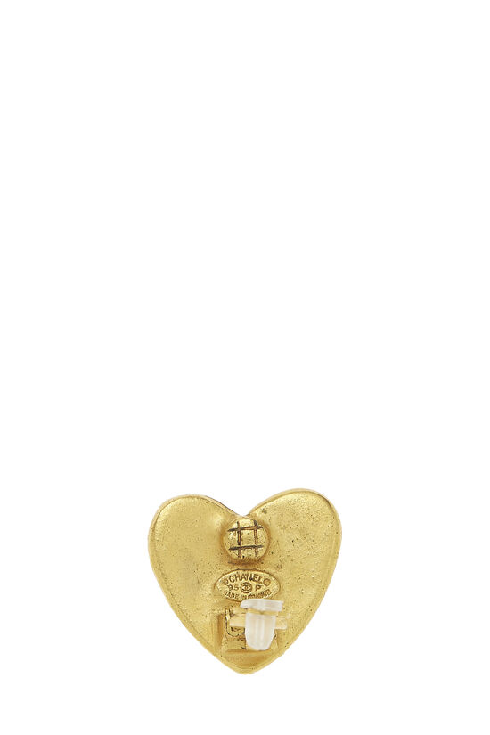 Gold CC Heart Earrings Large, , large image number 2