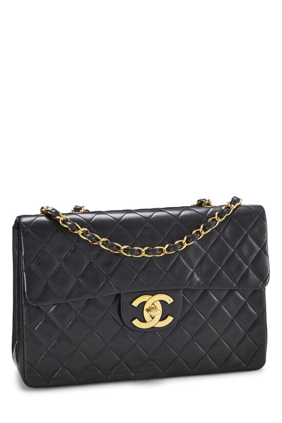 Chanel Vintage Black Jumbo Classic Flap Bag 24k GHW Lambskin Large