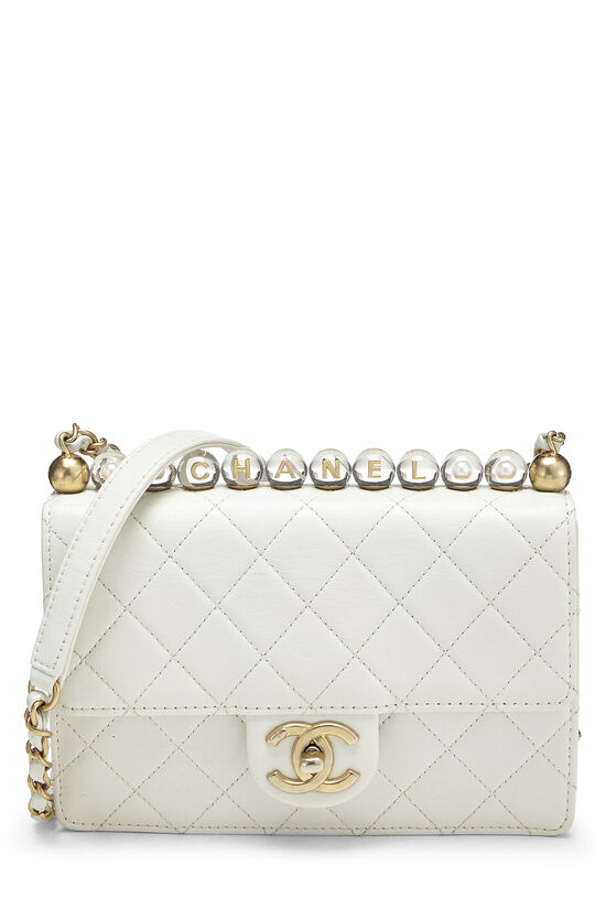 CHANEL Lambskin Quilted Small Chic Pearls Flap White 1284042