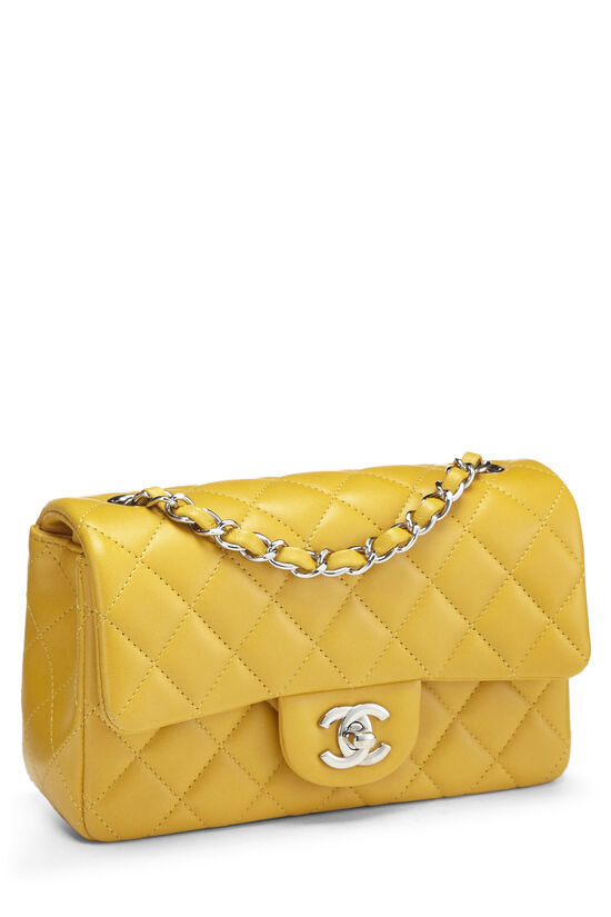 Yellow Quilted Lambskin Rectangular Flap Small, , large image number 1