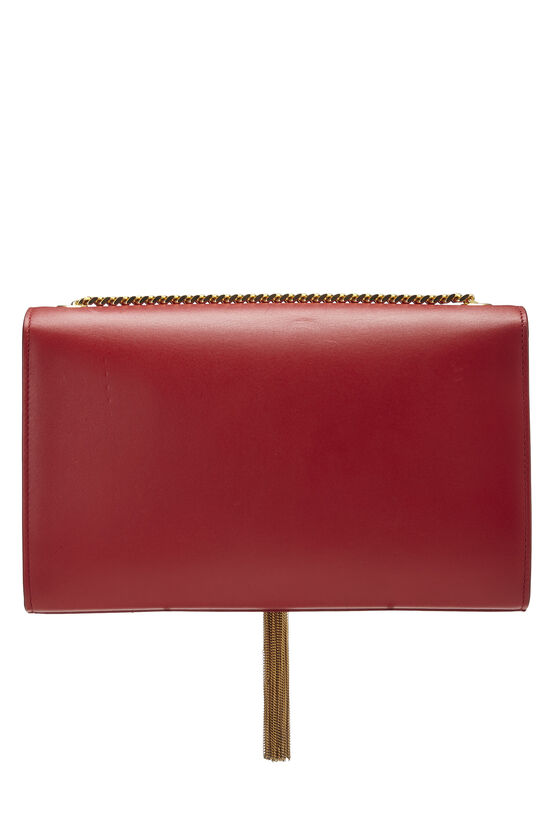 Clutch with chain - Patent calfskin & gold-tone metal, red