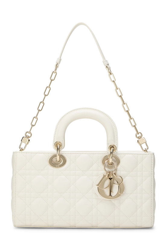 White Cannage Quilted Lambskin Lady D-Joy Bag Medium, , large image number 0