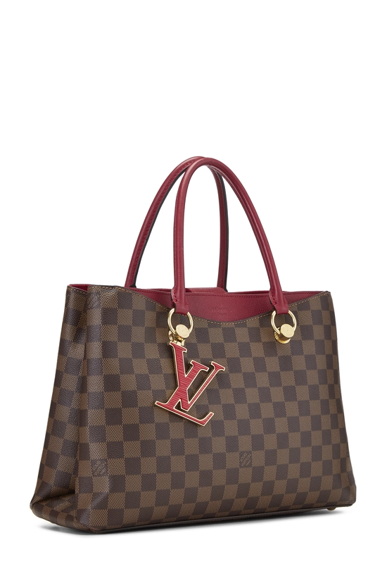 Burgundy Damier Ebene Riverside Tote, , large image number 1