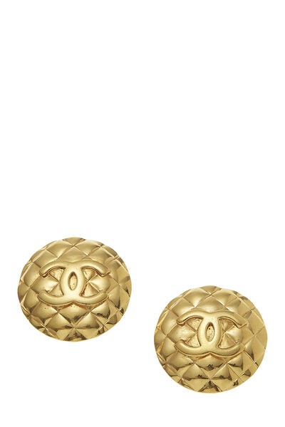 Gold Quilted Round Earrings Large
