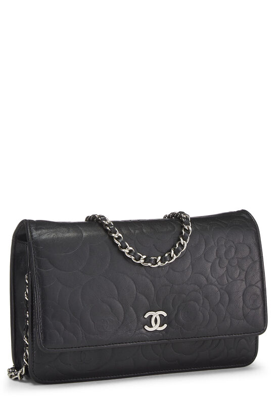 Black Lambskin Camellia Wallet on Chain (WOC), , large image number 3