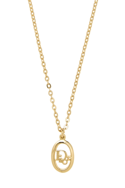Gold Oval Logo Necklace, , large