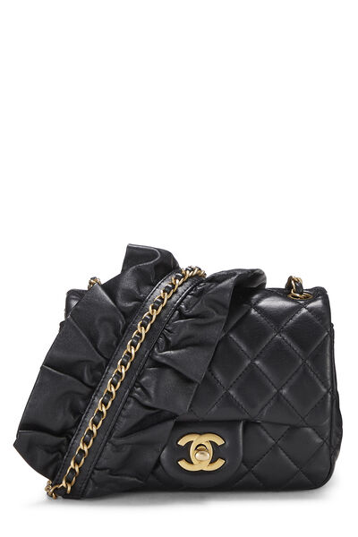 Black Quilted Lambskin Romance Square Flap Mini