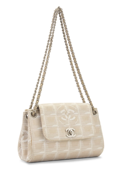 Beige Nylon Travel Line Half Flap Mini, , large