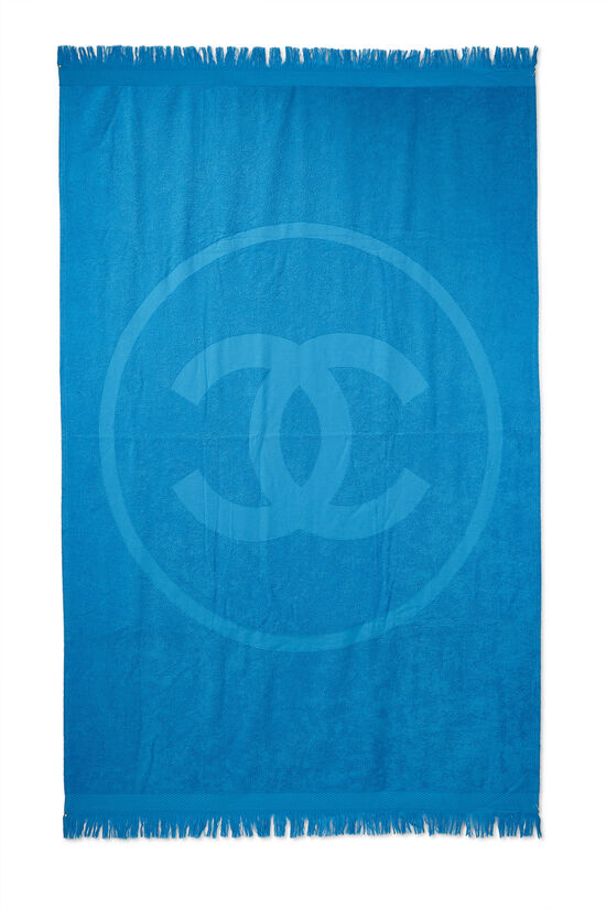 Blue 'CC' Terry Cloth Beach Towel XL, , large image number 0