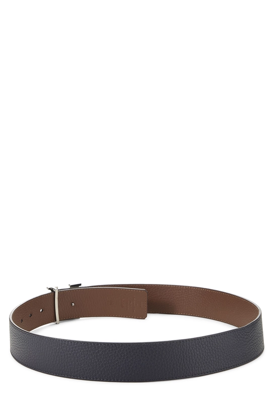 Black Reversible Taurillon Initiales Reversible Belt 85, , large image number 2