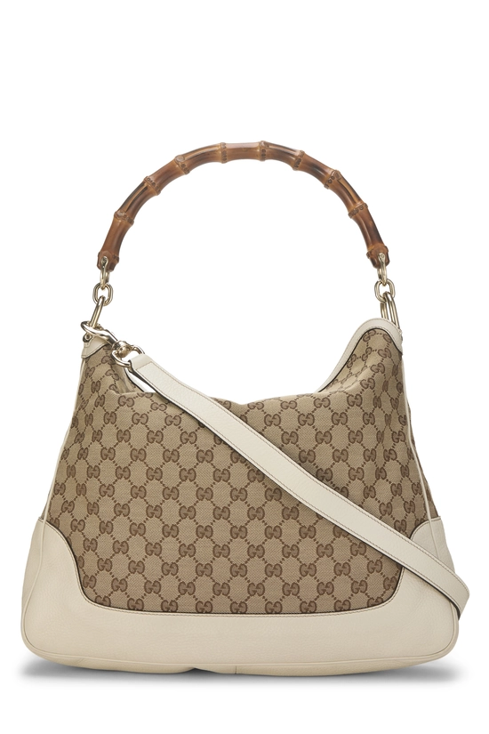 White Original GG Canvas Diana Bamboo Hobo Large, , large image number 3