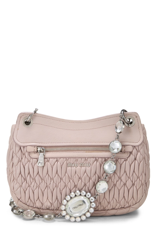 Pink Crystal Nappa Flap Shoulder Bag, , large image number 3