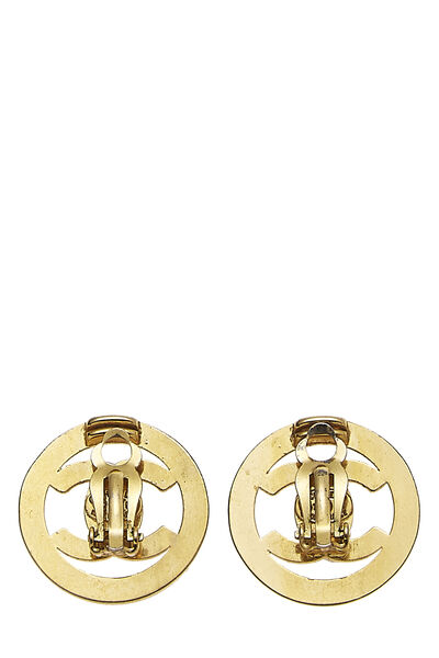 Gold CC Turnlock Circle Earrings Small, , large