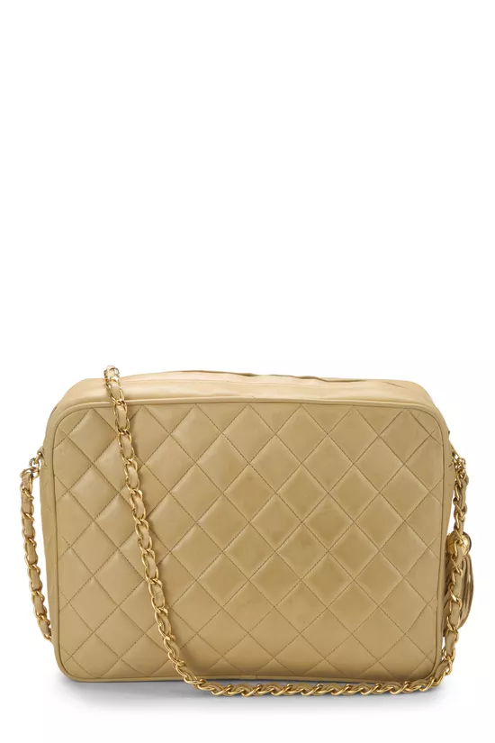 Beige Quilted Lambskin Pocket Camera Bag Large, , large image number 3