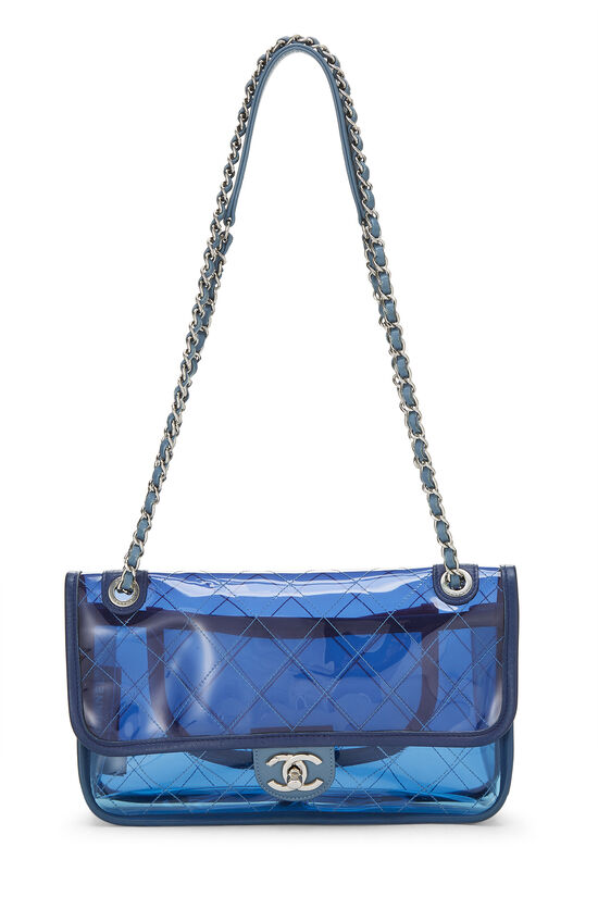 CHANEL Boy WOC Patent Leather Wallet On Chain Clutch Bag Blue