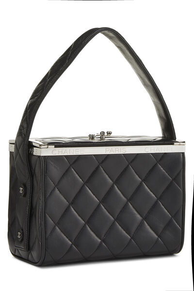 Black Quilted Lambskin Box Bag, , large