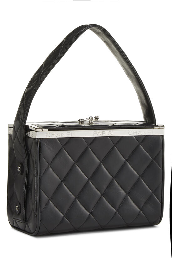 Black Quilted Lambskin Box Bag, , large image number 2