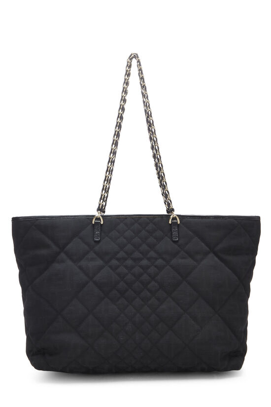 Black Quilted Canvas Chain Tote, , large image number 1