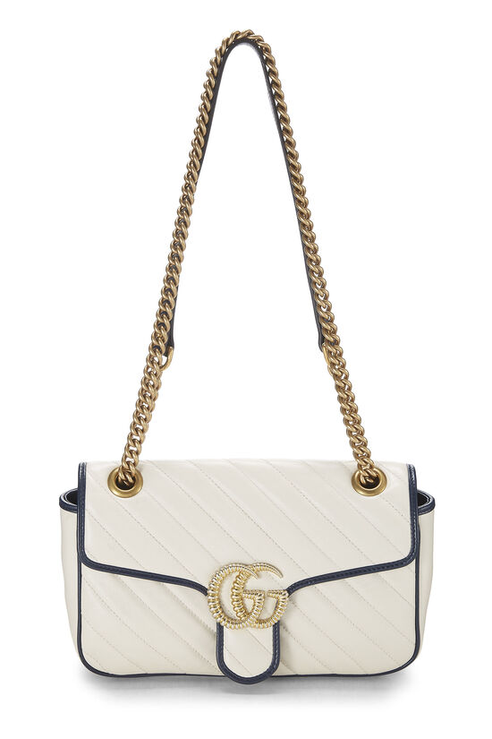 White Leather Torchon GG Marmont Shoulder Bag Small, , large image number 0