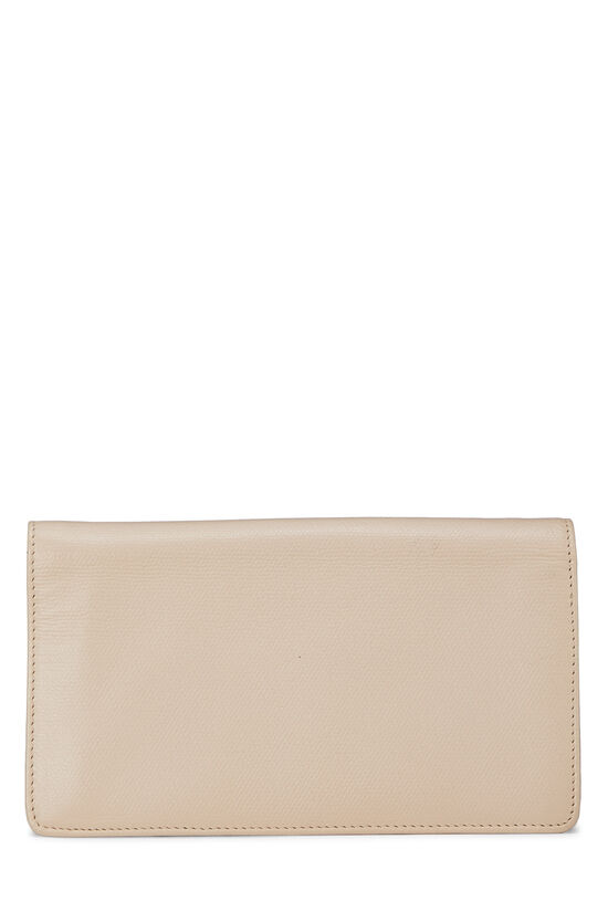 Beige Grained Leather Long Wallet, , large image number 2