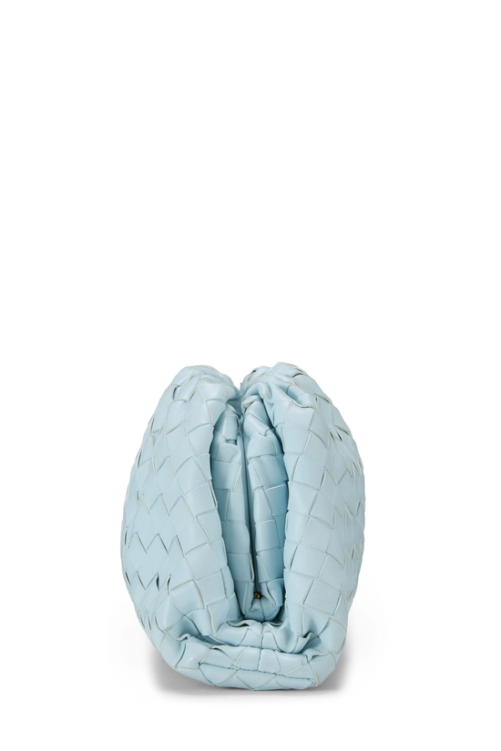 Blue Intrecciato Leather Teen Pouch, , large image number 2