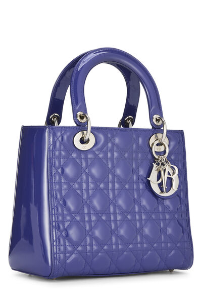 Purple Cannage Patent Leather Lady Dior Medium, , large