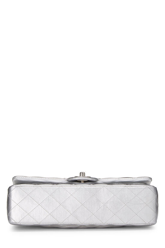 Metallic Silver Quilted Caviar Leather Casual Rock Single Flap Bag  Ruthenium Hardware, 2016