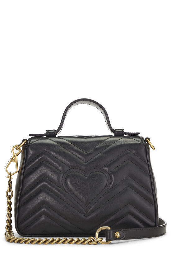 Black Leather Torchon GG Marmont Top Handle Flap Bag Mini, , large image number 3