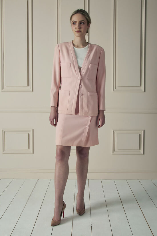 Chanel Pink Wool Skirt Suit Set 60CHW-135