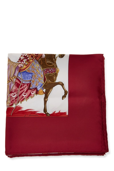 Red & Multicolor 'Turqueries en L'Honneur' Silk Scarf 90, , large