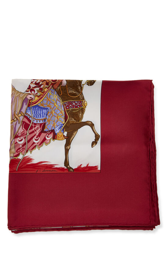 Red & Multicolor 'Turqueries en L'Honneur' Silk Scarf 90, , large image number 1