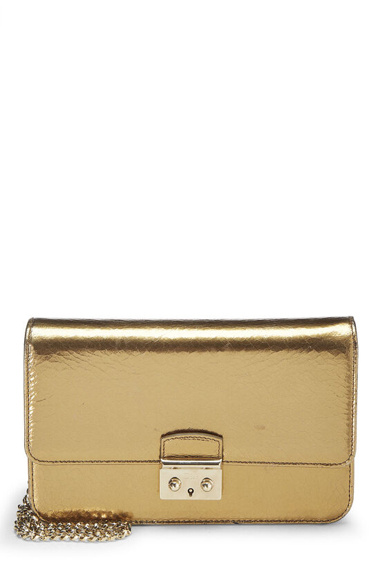 Gold Metallic Leather Miss Dior Promenade Pouch Clutch, , large image number 0