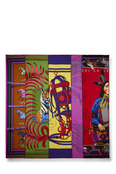 Multicolor 'Carre en Carres' Cashmere Scarf 140