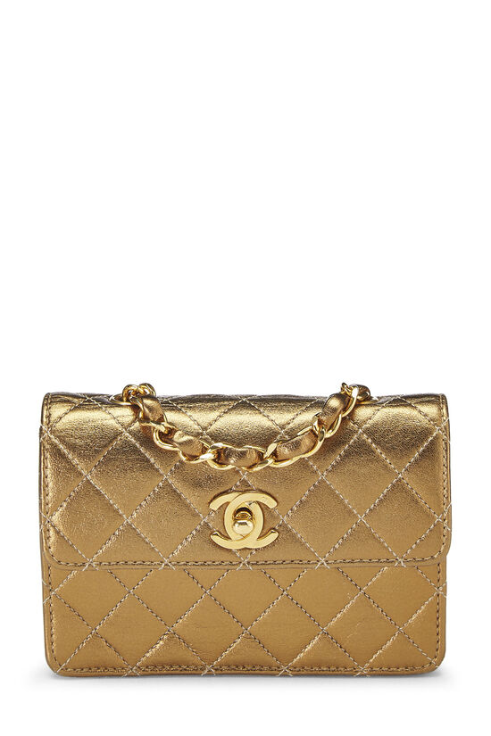 Gold Quilted Lambskin Half Flap Micro, , large image number 0