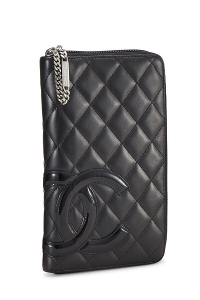 Black Quilted Calfskin Cambon Travel Wallet, , large