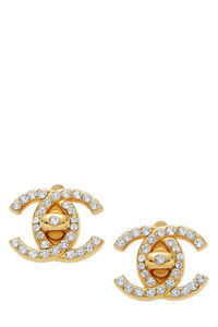 Chanel - Gold 'CC' Turnlock Earrings Medium