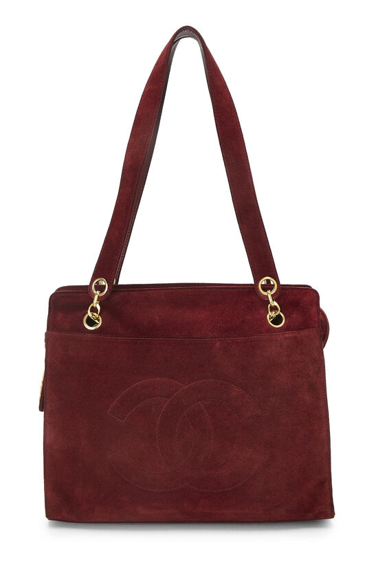 Vintage CHANEL Dark Brown V Stitch Suede Leather Shoulder Bag 