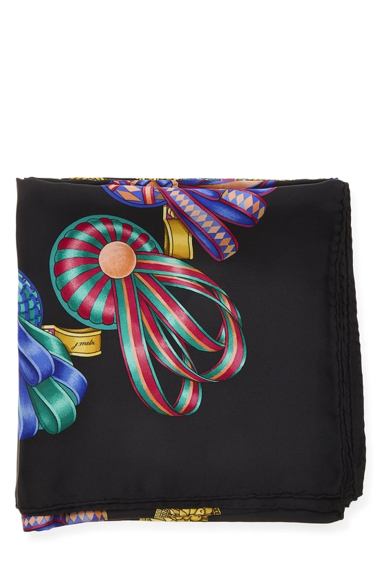 Black & Multicolor 'Les Rubans du Cheval' Silk Scarf 90, , large image number 1
