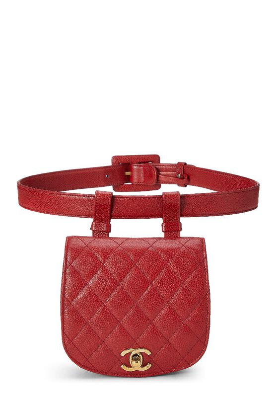 Red Quilted Caviar Belt Bag, , large image number 1