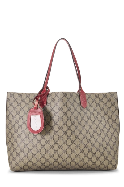 Gucci Red GG Supreme Reversible Tote